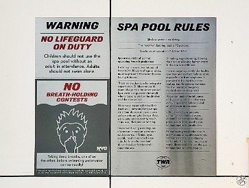 TWAHotel-003 Since the pool is only 2 feet deep, no diving makes sense. But who knew that breath holding contests were so dangerous?! 💀