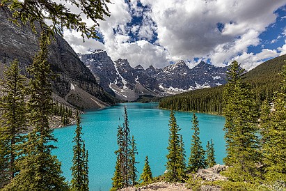 MoraineLake-029 But the views from The Rockpiles were well worth it. The unreal deep turquoise color is the result of the light refracting off the rock flour suspended in the...