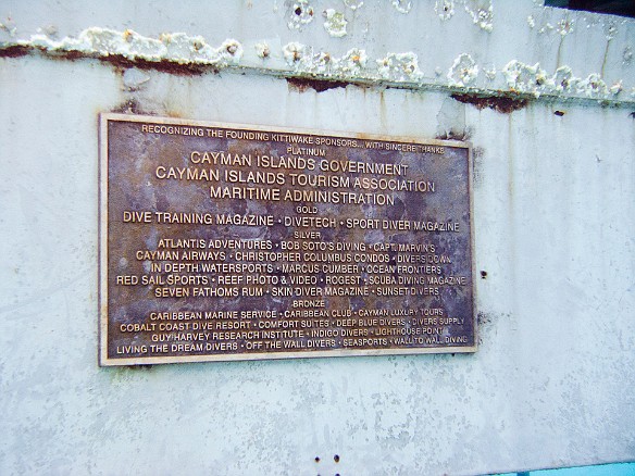 Dedication plaque on the outside of the wheelhouse Feb 2, 2011 9:49 AM : Diving, Grand Cayman