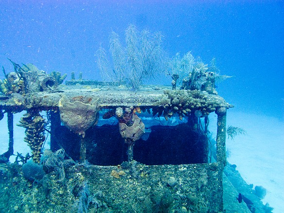 Second dive of the day was on the wreck of the Doc Poulson. Here's the approach to the wheelhouse. Feb 2, 2012 9:48 AM : Diving, Grand Cayman