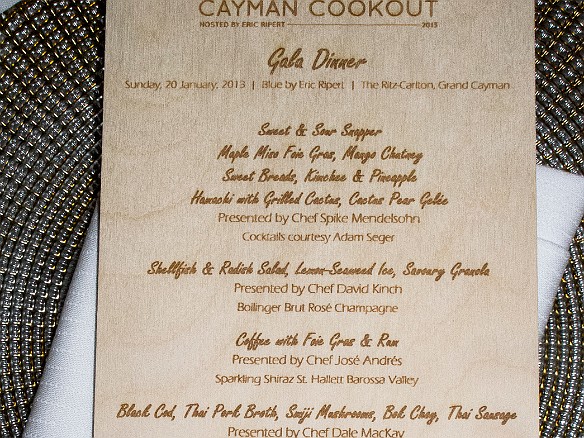 The gala dinner in Blue was 7 courses, each course conceived by one of the celebrity chefs Jan 20, 2013 7:51 PM : Grand Cayman