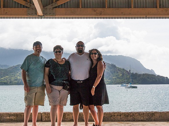 Hanalei Pier with Bali Hai in the background- Dave, Max, Michael, and Rona May 15, 2016 3:47 PM : David Zeleznik, Maxine Klein, Michael Strasser, Rona Burke