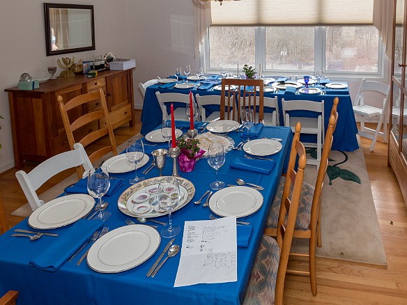 Passover2015-001 Such a big crowd this year for Passover that we setup three tables- two in the dining room and one in the living room