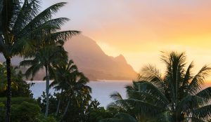 Monday night was the first decent sunset over Hanalei Bay and Bali Hai in the week since we'd been on island