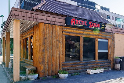 Alaska-010 Saturday was free for us to wander around downtown Anchorage and right across the street from the hotel was the intriguing Arctic Sushi π£ However, a quick yelp...
