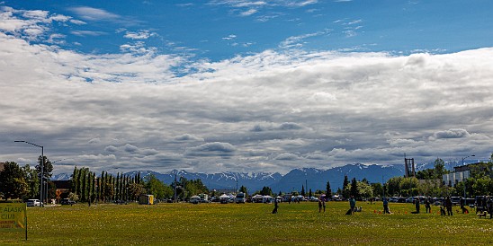 Alaska-012 No yoga on Saturday in Delaney Park, but there is a canine obedience class and a farmer's market in progress