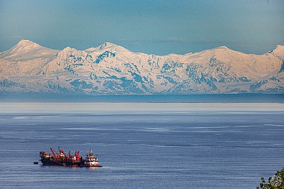 Alaska-045 Barge pulling out of the Port of Anchorage and heading down the Cook Inlet