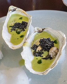 Vancouver-034 The menu is a 3-course prix fixe, but there are additions you can order à la carte, like these local grilled oysters with ramps, potatoes, and sturgeon caviar