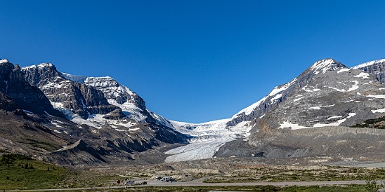 ColumbiaIcefield-011 View of the Athabasca Glacier, which is one of several that descend from the Columbia Icefield, from the visitor center across the road.