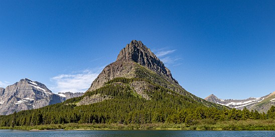 ManyGlacierHotel-040 Heading southwest towards the other end of Swiftcurrent Lake we got better views of Mount Gould, Grinnell Point, and Mt. Wilbur.