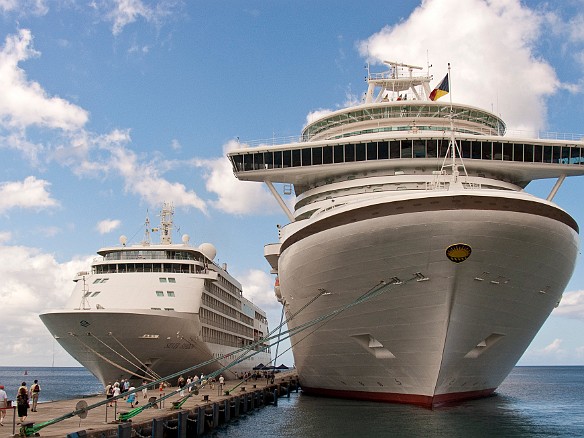 The Ventura, of P&O Cruise Lines, with 19 decks and 5 swimming pools pulls alongside our ship. The Silver Shadow looks positively small in comparison. Jan 13, 2010 2:34 PM : Barbados, SilverSea Caribbean Cruise 2010