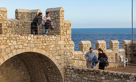 Côte d'Azur-023 Clambering around the fortified monastery provided some good team photo-ops and scenic views