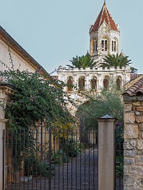 Côte d'Azur-025 The entrance pathway to the church is bordered by the cloister built in the 11th century