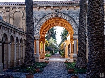 Côte d'Azur-026 The entrance pathway to the church is bordered by the cloister built in the 11th century