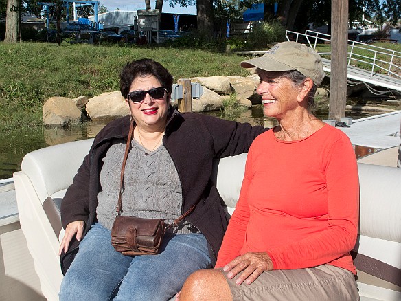 Beautiful fall day to catch some rays on Dan Nocera's pontoon boat - Max and Annie Sep 22, 2013 3:58 PM : Anne Cassady, Maxine Klein