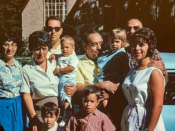 Family at Joe and Gladys-001 The family at my grandparents Joe and Gladys's house in Mt. Vernon. In front are Deb and I who were 4 and 7 years old. In the back L-R are Myra, Gladys holding...