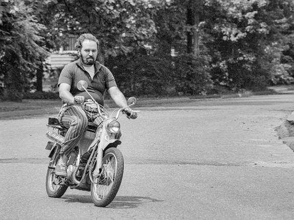ReivanOnHonda90-1972-06-001 Reivan riding the Honda 90 he bought in California and brought back to Connecticut