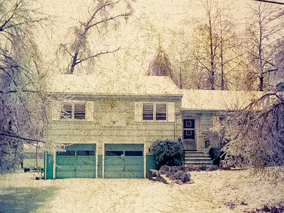 HouseWinter1974-001 My folks' house, Winter 1974. You can see the camper we used to return East cross-country from California along the left side of the house. There was a huge ice...