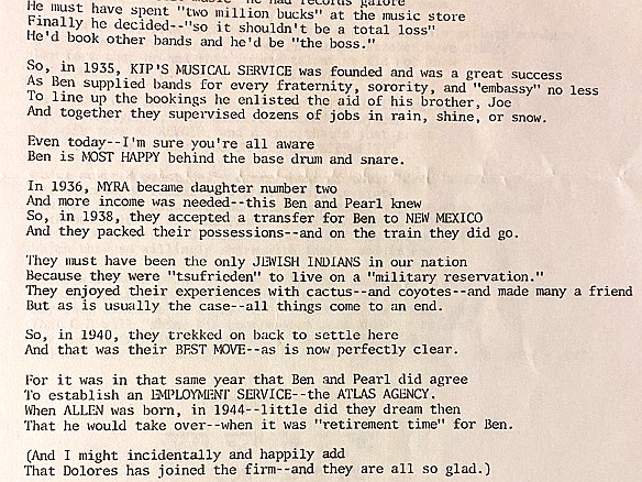 BenPearlKipnis50thAnniversary-003 The golden wedding anniversary of my grandparents Ben and Pearl Kipnis, commemorated by the requisite poem written by Ben's younger brother Joe