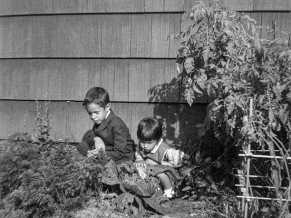 DaveDebSanfordLane 1963-09-003 Deb 3 years old and myself 6 years old at our house on Sanford Lane in Stamford, CT