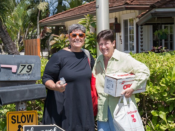 The predicted Saturday rainstorms did not materialize, there are slow children playing in the chuppah just down this driveway in Kailua, and the brides-to-be have an industrial sized roll of plastic wrap. Sounds like all the ingredients for a wedding! May 14, 2016 2:10 PM : Debra Zeleznik, Mary Wilkowski