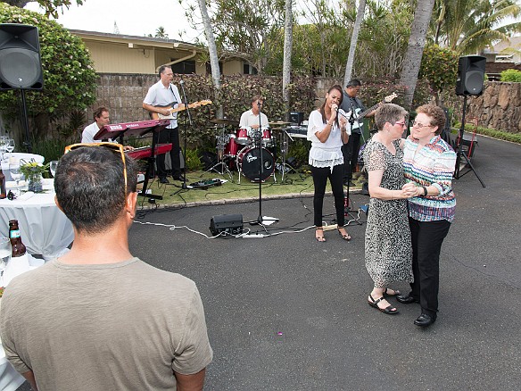 Karen Schneiderman and Tracey Messer dancing to the band May 14, 2016 5:00 PM : Karen Schneiderman, Tracey Messer