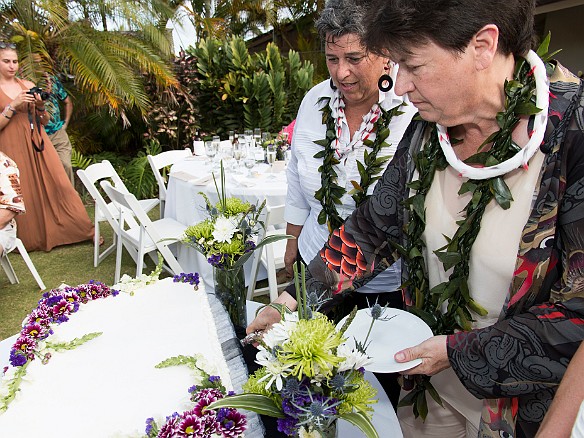 The brides cut the cake, the brides cut the cake.... May 14, 2016 5:19 PM : Debra Zeleznik, Mary Wilkowski