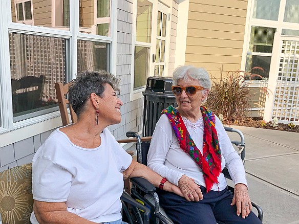 MyraDebBridges-2019-09-13 Deb and Myra enjoying a warm day outside at Bridges
