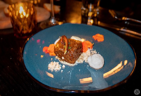 The Essex 2nd Anniversary Dinner-016 Filet on a bed of hay, grass, and malt, topped with purslane