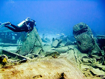 The Oro Verde was a ship intentionally sunk in 1980. Since then, many storms have broken up the wreck and spread it across the bottom. The Oro Verde was a ship intentionally sunk in 1980. Since then, many storms have broken up the wreck and spread it across the bottom.