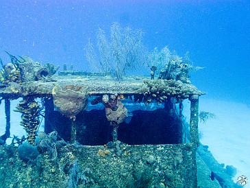Second dive of the day was on the wreck of the Doc Poulson. Here's the approach to the wheelhouse. Feb 2, 2012 9:48 AM : Diving, Grand Cayman