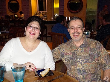 After a long day of travel, we arrived at the Ritz in Grand Cayman. Thursday night dinner at the informal Periwinkle restaurant. Jan 26, 2012 8:04 PM : David Zeleznik, Grand Cayman, Maxine Klein