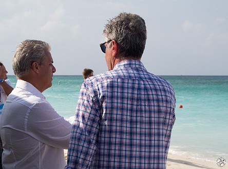 CaymanCookout2013Day1-003 Friday morning was the first day of the Cayman Cookout, beginning with a demo by José Andrés on the beach. Where in the world was José? Eric Ripert and Tony...