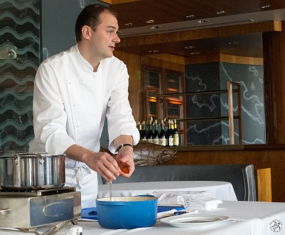 CaymanCookout2013Day1-044 Daniel Humm brought his own lobsters in from Nova Scotia. For the salad, he cooked the whole lobster for only 3 minutes, removed the claws and cooked them an...