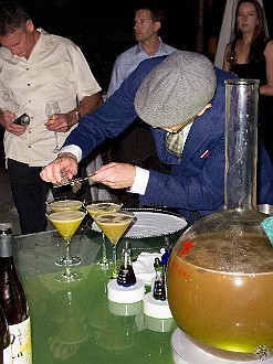 Tomato granite was put in the bottom of the glass and the cocktail mixture poured over it. Of course, no drink is complete without 3 thick slices of black truffle floating on top! The final step was a couple of drops of artisanal bitters from the tiny flasks with the droppers in them. Jan 20, 2013 7:04 PM : Adam Seger, Grand Cayman