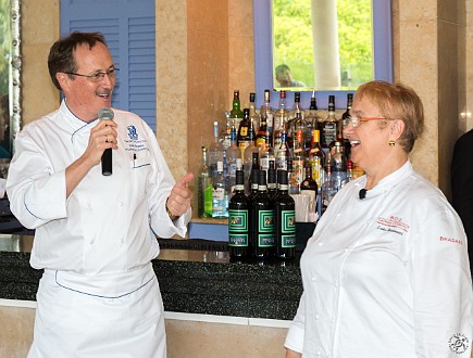 CaymanCookout2014Day1-048 Rainer Zinngrebe, VP of F&B for the entire Ritz chain, introduces Lidia Bastianich