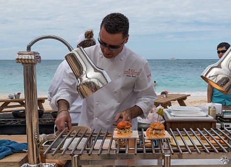 And David Serus was doing rock shrimp burgers Jan 18, 2014 12:32 PM : David Serus, Grand Cayman : Maxine Klein,David Zeleznik,Daniel Boulud