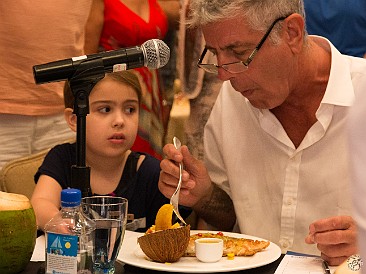 CaymanCookout2015Day3-038 The look on Ariane's face says it all for the second team's creation. The first team is the winner of the cookoff!