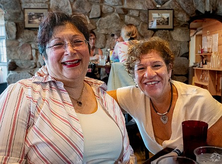 LakeGeorge2019-028 Max and Rhona, happy that we managed to get the outdoor table overlooking the water