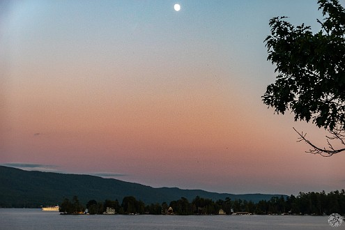 LakeGeorge2019-037 The sun is setting and the moon is almost full