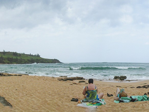 MoloaaPano2003 Deb and Mary came over to visit us for several days and we spent an afternoon at secluded Moloa'a Beach