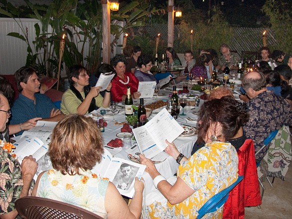 Lots of wine bottles at the ready as we start making our way through the Hagaddah Apr 9, 2009 12:09 AM : David Zeleznik, Debra Zeleznik, Jan Fried, Maxine Klein, Oahu, PeaceRay, Woody