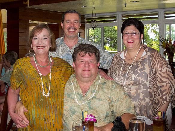 Tuesday night we headed to the Mediterranean Gourmet for their "family-style" luau. What a treat, it was truly old-style traditional with Coppin Colburn and his family members performing. May 15, 2012 6:02 PM : Becky Laughlin, Billy Laughlin, David Zeleznik, Maxine Klein