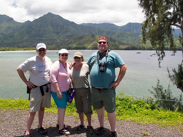 The exhausted hikers enjoying our moment of rest before we descend back to the beach... at which point Stan informs us that we are now "really going to hate him" because he shows us a path down that is 5x easier than the ridiculous excursion he took us on to climb up! Yes, we do hate Stan at the end of this expedition. May 16, 2012 12:56 PM : Becky Laughlin, Billy Laughlin, David Zeleznik, Kauai, Maxine Klein