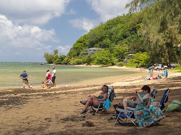 Enough with the physical exertion, Thursday afternoon we beached it at the far western end of Anini. May 17, 2012 1:52 PM : Becky Laughlin, Kauai, Maxine Klein