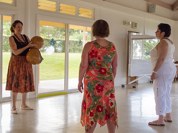 After the beach on Thursday afternoon, Becky and Max took a hula kahiko (traditional hula done to percussion) lesson at a local community center. The lessons are given weekly by a well known hula halau (school) from Hanalei. May 17, 2012 4:51 PM : Becky Laughlin, Kauai, Maxine Klein