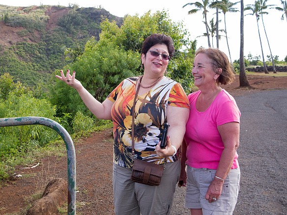 Max 'splains the heiau to Becky May 19, 2012 5:13 PM : Becky Laughlin, Kauai, Maxine Klein