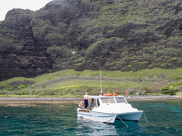 As we finished snorkeling, the crew on a neighboring boat was playing with their new toy- a quad rotor drone outfitted with a Go-Pro hd camera. Pretty cool! May 14, 2013 10:26 AM : Kauai