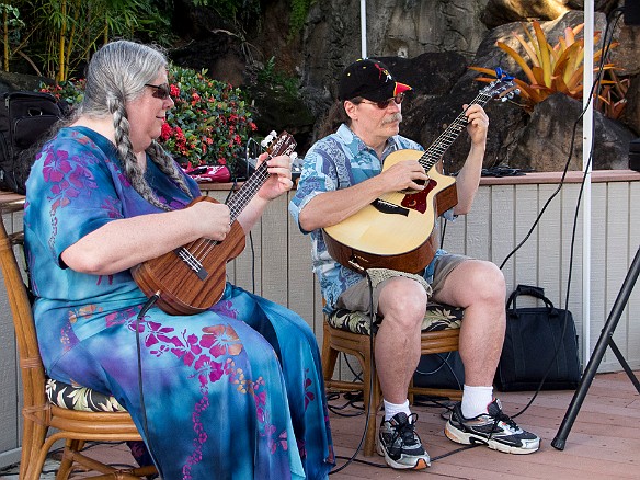 Our annual homeowner's association meeting was on Thursday, followed by an evening reception around the pool. This year, we had Doug McMaster, a well-known slack key guitarist, and his wife Sandy, who plays the ukulele, provide the entertainment. May 16, 2013 6:21 PM : Doug McMaster, Sandy McMaster