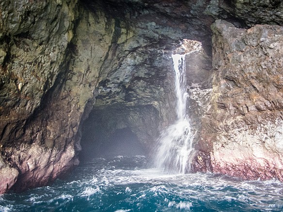 Our heedlessly intrepid captain even managed to get us partway into the  Waiahuakua sea cave. We were only able to get a small glimpse of the cave's full extent, which is thousands of feet deep. May 20, 2013 8:41 AM : Kauai